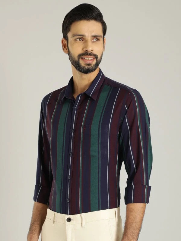 Indian Terrain Men Striped Multicolor Shirt